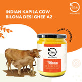 100% Natural Indian Kapila A2 Desi Cow Ghee By Ega Wellness | High In Protein Fiber & Nutrients Healthy Desi Ghee Good For Desserts | (500ml) 16.9 Ounce | Jar Pack